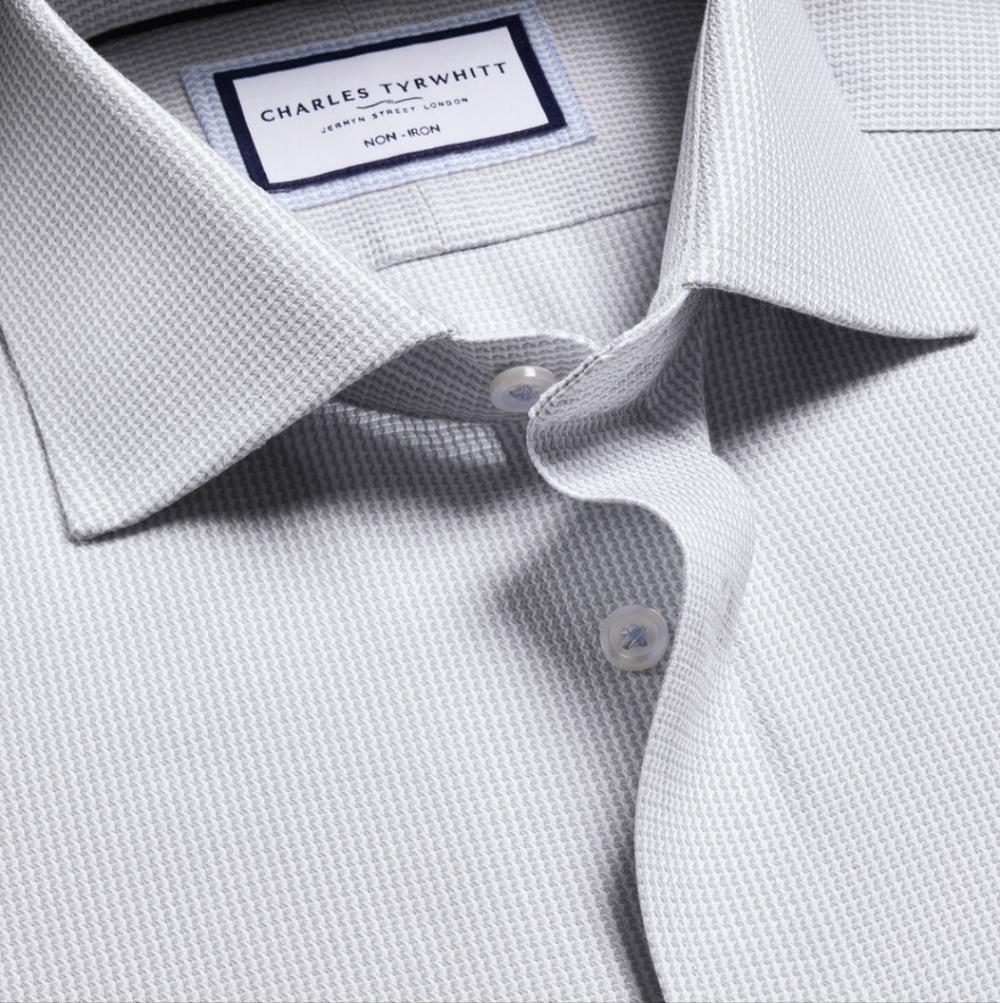 Charles Tyrwhitt Non-Iron Stretch Burlington Weave Shirt - Silver Gray
